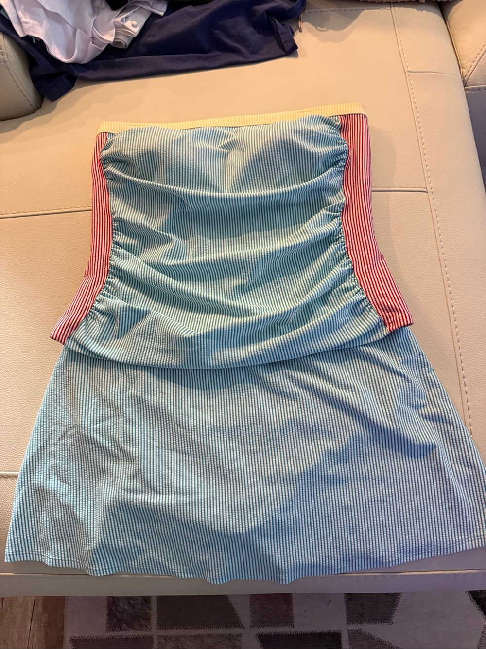 Lands end  top 16w bottom18w Striped blue red and yellow